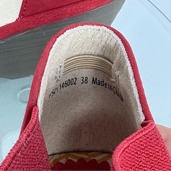 Fly London Sandal Platform Wedge Open Toe Red Women's 7/38 Perforated Leather - Picture 10 of 10
